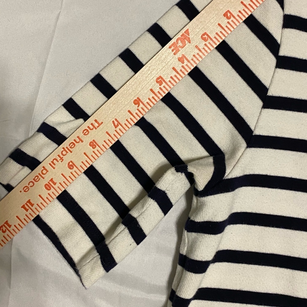 GAP Classic Nautical Navy Stripe Cotton Dress Shoulder Zip Minimalist Size L - Picture 11 of 12